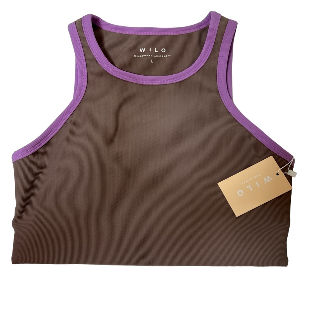NWT WILO THE LABEL Colorblock Racer Bra Mauve Size L